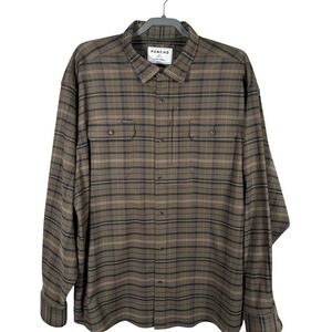 Poncho Flannel Shirt Mens XXL Plaid Performance Magnetic Pockets Regular Fit